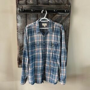 Men's Lucky Brand Plaid Long Sleeve Snap Button Classic Fit Shirt